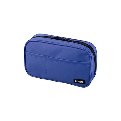 Image of LIHITLAB Large Capacity Zipper Pencil Case For School Office College, Big 4 Compartments Bag Holder Adults Teen Boys Girls, Travel Cosmetics Storage, Blue (A7551 108)