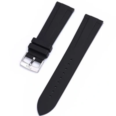 Image of Max T Shape Fluororubber (FKM Rubber) Watch Strap and Smartwatch with Stainless Steel Buckle Quick Release Replacement Bands 20mm 22mm (22mm, Black)