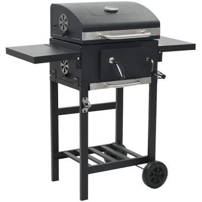 Image of vidaXL Charcoal Fueled BBQ Grill with Bottom Shelf Black