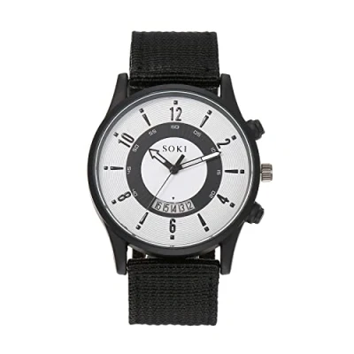 Image of JewelryWe Mens Military Watch Nylon Strap Analog Quartz Calendar Luminous Wristwatch Cool Business Casual Dress Watch, for Fathers Day