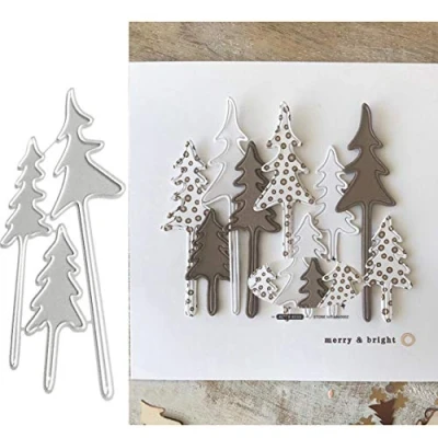 Image of 3pcs Tree Metal Die Cuts,Christmas Cedar Deer Cutting Dies Cut Stencils for DIY Scrapbooking Album Decorative Embossing Paper Card Making