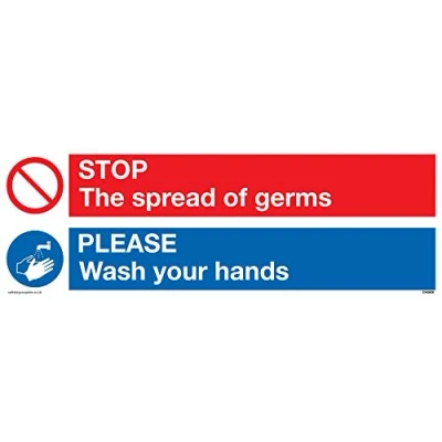 Image of Viking Signs STOP germs PLEASE wash your hands sign Plastic Rigid 3mm