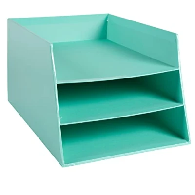 Image of Exacompta Ref. 13463D 1 letter tray with 3 levels for documents in A4+ format (up to 24x32cm) Aquarel cardboard Dimensions 350x290x190 mm Pastel green colour