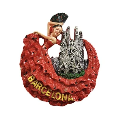 Image of Barcelona Spain 3D Flamenco Dancer Refrigerator Magnet Resin Travel Souvenirs,Handmade Home &amp; Kitchen Decoration Fridge Collection Gift