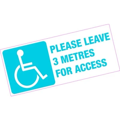 Image of Please Leave 3 Metres for Access Wheelchair Taxi Car Disabled Sticker Printed Vinyl