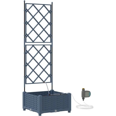 Image of vidaXL Garden Planter Lattice with Storage Grey 40 x 126 cm Plastic