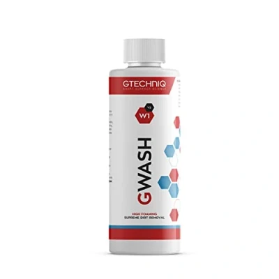 Image of Gtechniq Car Shampoo. Auto W1 GWash Shampoo for Cars. Dirt and Stain Remover Cleaning Kit with Pink Grapefruit Fragrance. 100% Biodegradable Foam Cleaner, Wheel Cleaner Screen Wash 1L