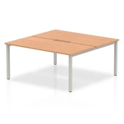 Image of Evolve B2B Silver Frame Bench Desk 1600 Oak (2 Pod) BE170