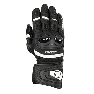 Image of Oxford Nexus Men&#039;s Leather Motorcycle Glove, Black/White, S