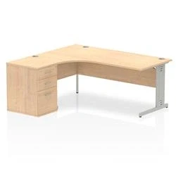 Image of Impulse 1800 Left Crescent Desk Maple Cable Managed + High Ped
