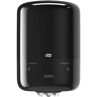 Image of Tork 559008 Centrefeed Dispenser M2 / Paper Suitable for Basic and Wiping (Plus) Towel Wall Mounted Elevation Design Black