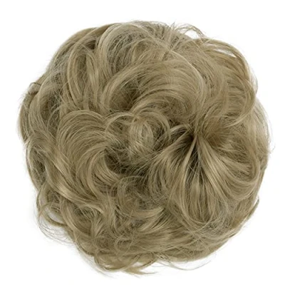 Image of CAISHA Messy Scrunchie Bun Voluminous Wavy Hairpiece Heat resistant Synthetic Fibres Dark Blonde G19A