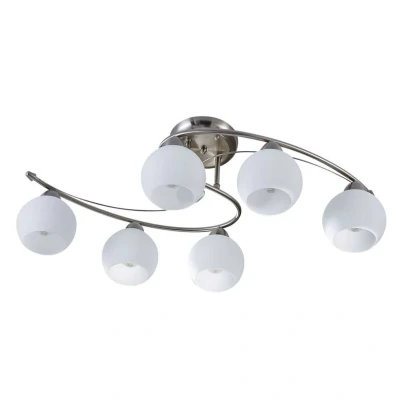 Image of Lindby ceiling light Svean, 6 bulb, white, glass, length 75cm