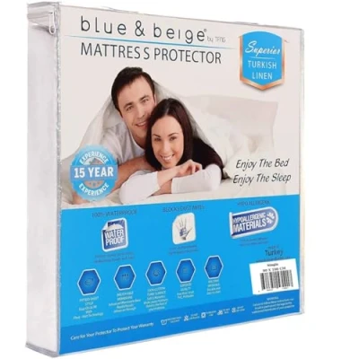 Image of Waterproof Mattress Protector Single 90x190 Breathable Cotton Anti Allergy Fitted Sheet Style