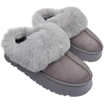 Image of CityComfort Sherpa Lined Slippers for Women Teenagers, Fluffy Slip On House Shoes with Non Sole Gifts Her (Grey, 5 UK)