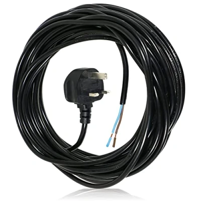 Image of SPARES2GO XL Extra Long 12M Metre Black Cable Mains Power Lead for Numatic Vacuum Cleaner (UK Plug)