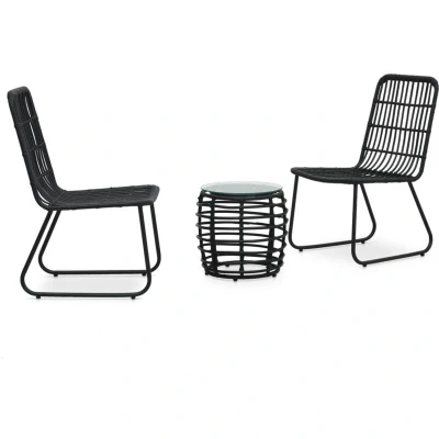 Image of vidaXL 3 Piece Bistro Set Poly Rattan Black