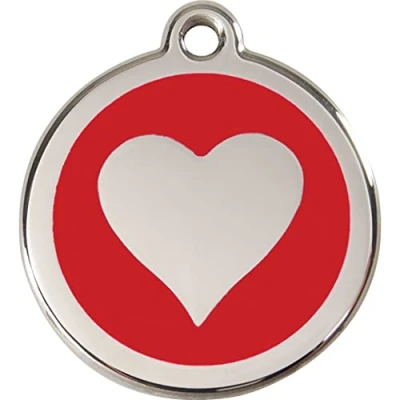 Image of Red Dingo Heart Enamel Dog Tag Medium