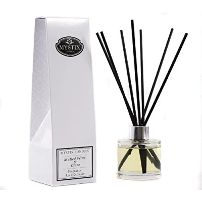 Image of Mystix London Fragrance Oil Reed Diffuser Mulled Wine &amp; Clove Scent Long Lasting Festive Home Safe Easy to Use Aroma Solution 200ml Bottle