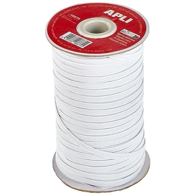 Image of APLI 18675 5mm x 100m White Multi Purpose Flat Bungee Cord (Ideal for Crafts)