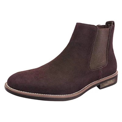 Image of Bruno Marc Men&#039;s URBAN 06 Suede Leather Chelsea Ankle Boots 06,Size 11,Dark/Brown,URBAN