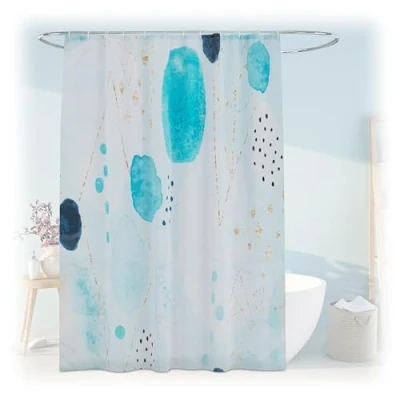 Image of Relaxdays Shower Curtain, Patterned, 180 x 200 cm, Mould Resistant, Washable, 12 Rings, for Bathtub, Multicoloured, Polyester
