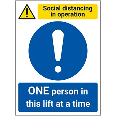 Image of V Safety SD In Operation One Person This Lift 150mm x 200mm Self Adhesive Vinyl