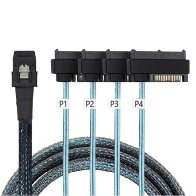 Image of Wouueso Mini Sas Sff 8087 to 4 8482 Server Array Card Hard Drive Data Cable Sata Power 1m