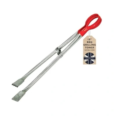 Image of 18&quot; Professional Longlife Stainless Steel Grill BBQ Tongs (RED)