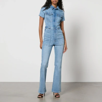 Image of Good American FIT FOR Success Jumpsuit, Women&#039;s, Size: Small, Blue denim