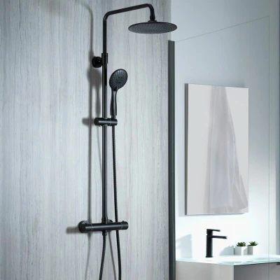 Image of Aqualisa Deco.RND.SC.MB Deco Mixer Shower, Matt Black