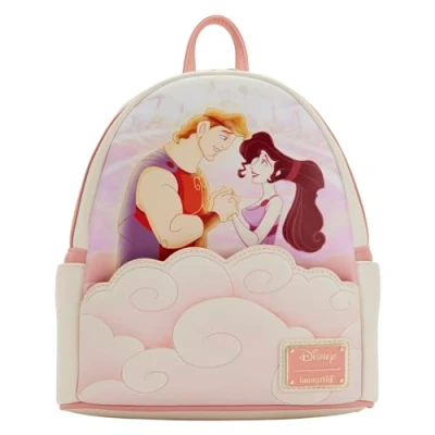 Image of Loungefly Disney Hercules 25th Anniversary Meg and Herc Womens Double Strap Shoulder Bag Purse, Multi, One Size, &amp; Mini Backpack