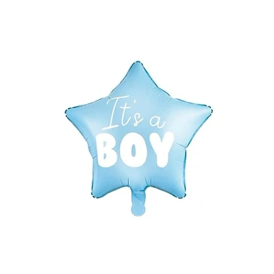 Image of PartyDeco 19&quot; Pastel Foil Heart Balloon in White &amp; Blue &quot;It’s a Boy&quot; Baby Shower Decoration, 48 cm, Perfect for Gender Reveal and Announcements