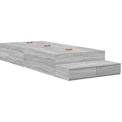 Image of vidaXL Storage Bed Frame Grey Sonoma 100x200 cm