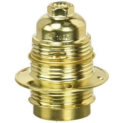 Image of Electraline 71129 Threaded E27 Light Bulb Socket with 2 Rings Brass