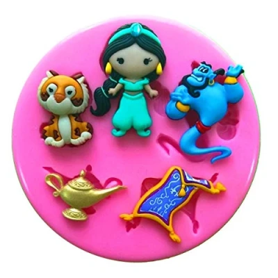 Image of Princess Jasmine Genie Rajah Aladdin Silicone Mould Mold for Cake Decorating Cupcake Toppers Icing Sugarcraft Tool by Fairie Blessings