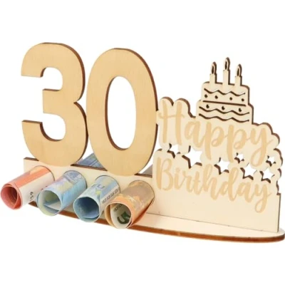 Image of WORTGEFECHTE Wooden Money Gift for 30th Birthday, Idea, Shopping Voucher, Voucher Packaging, Money, Women and Men, Original Gifts (30)
