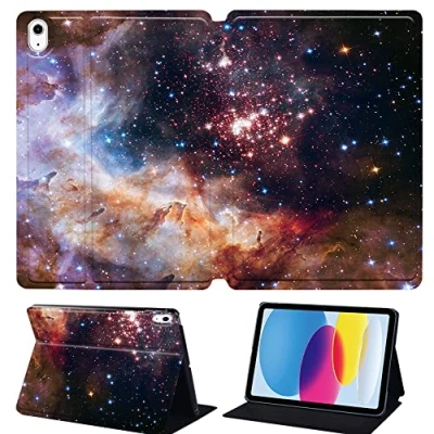 Image of Printed Tablet Case for iPad 10th Generation 2022 10.9 Inch, Slim Hard Back Gen Cover Protective Smart Stand 10 10.9&quot; (red brown orange nebula)