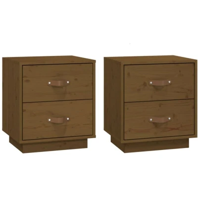 Image of vidaXL Bedside Cabinets 2 pcs Honey Brown 40x34x45 cm Solid Wood Pine