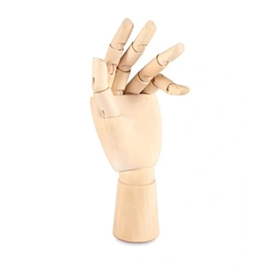 Image of Art Wooden Hand,niCWhite Artist Jointed Articulated Mannequin Wood Hand,Sectioned Opposable Figure Sculpture Manikin Hand Model with Flexible Fingers,for Drawing,Sketching,Painting (7&quot; Left Hand)