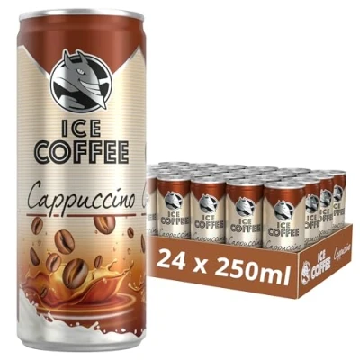 Image of HELL Ice Coffee Cappuccino 24 x 250ml Cans Multipack 40mg/100ml Caffeine Contains Real Arabica &amp; Robusta Bean Extracts 75% UHT Milk Preservative Free Iced Ready To Drink