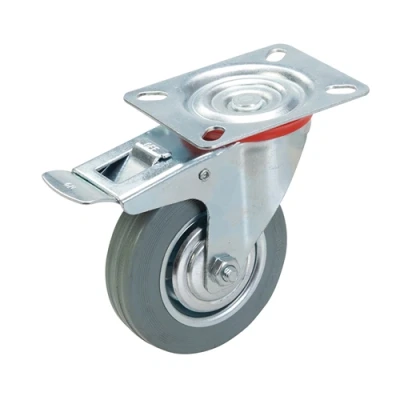 Image of Fixman Braked Swivel Rubber Castor 100mm 70kg