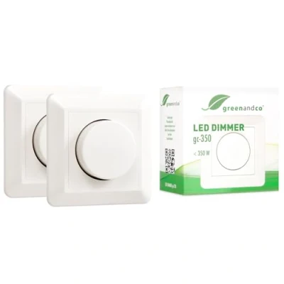 Image of 2X greenandco® gc 350 Flush Mounted 2 Way LED Dimmer Switch 1 W, with Boost Function, White