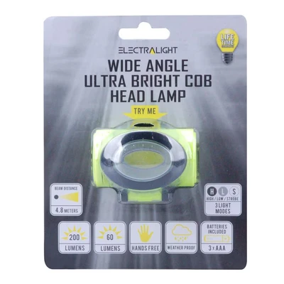 Image of Electralight Wide Angle Ultra Bright COB Head Lamp (200 Lumens)