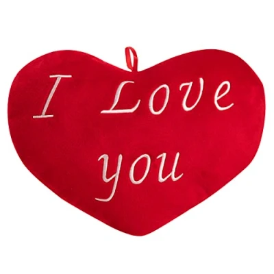 Image of Deuba® Heart Pillow &#039;I Love You&#039; Soft Embroidered Plush Cuddly and Fluffy Decorative for Heartfelt Moments 32cm