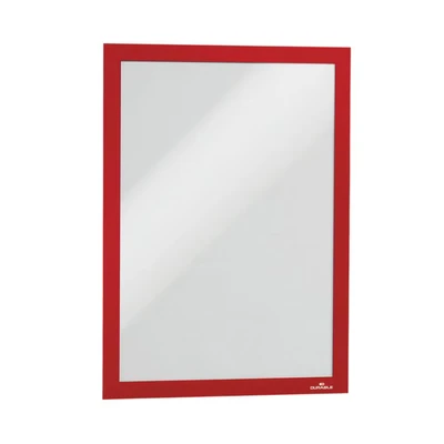 Image of Durable DURAFRAME Self Adhesive Magnetic Frame A4 Format In Red Pack of 2 Frames Document for Professional Internal Signage