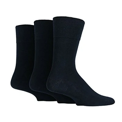 Image of 3x Pairs Mens Gentle Grip Diabetic Socks with HoneyComb Top and Hand Linked Toe Seams/UK 6 11 Eur 39 45 (Black)