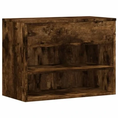 Image of vidaXL Shoe Bench with Storage 60x30x45 cm Smoked Oak Engineered Wood Modern Style Organizer for Shoes, Articles &amp; Decoratives