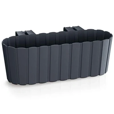 Image of Prosperplast Boardee Hook Flower Box Balcony Pot Planter 4.9 L 383 x 212 130 mm (Anthracite)