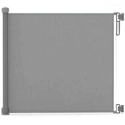 Image of VOUNOT Retractable Stair Gate for Baby, Mesh Dog Gat, Extend Up to 180cm Wide, One Hand Operation Safety Fabric Door Indoor, Outdoor, Doorways, Bottom of Stairs and Hallways, Grey